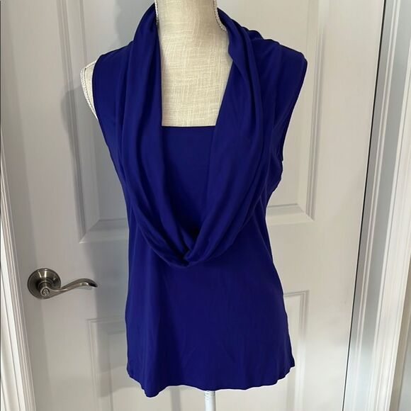 Kenneth Cole New York Royal Blue Top Draped Neck - Picture 1 of 6